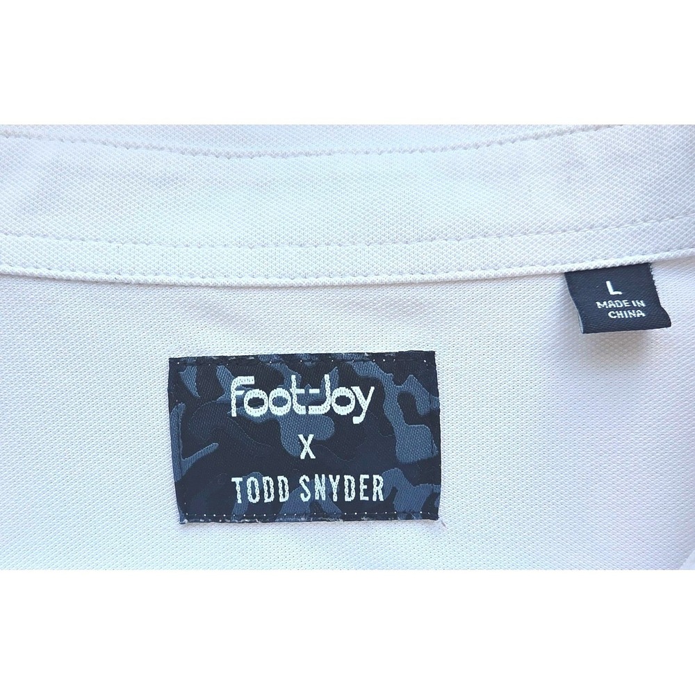 FootJoy x Todd Snyder White Golf Polo Shirt Mens Large Short Sleeve Pique Pocket